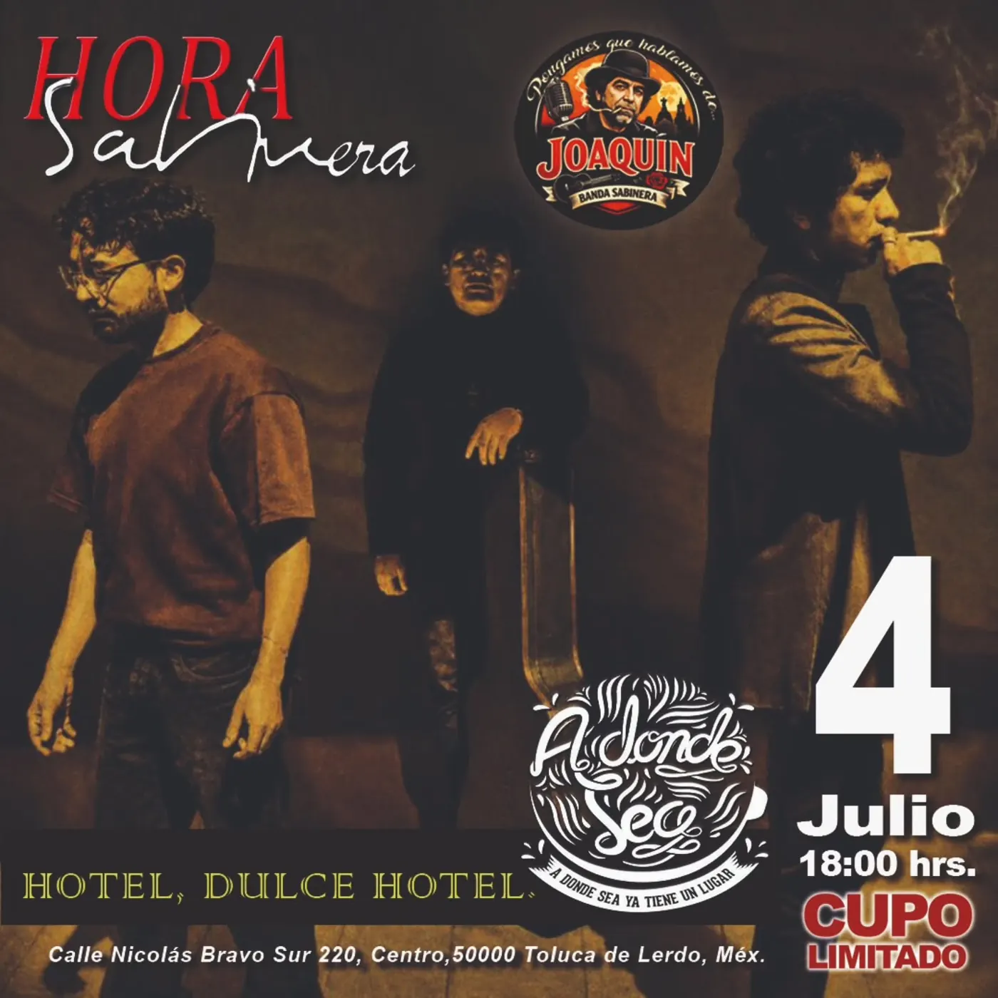 Cartel de Hora Sabinera, evento musical del 4 de julio
